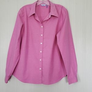Izod Women's Button Closure 100% Cotton Shirt,  Pink, Sz L-XL